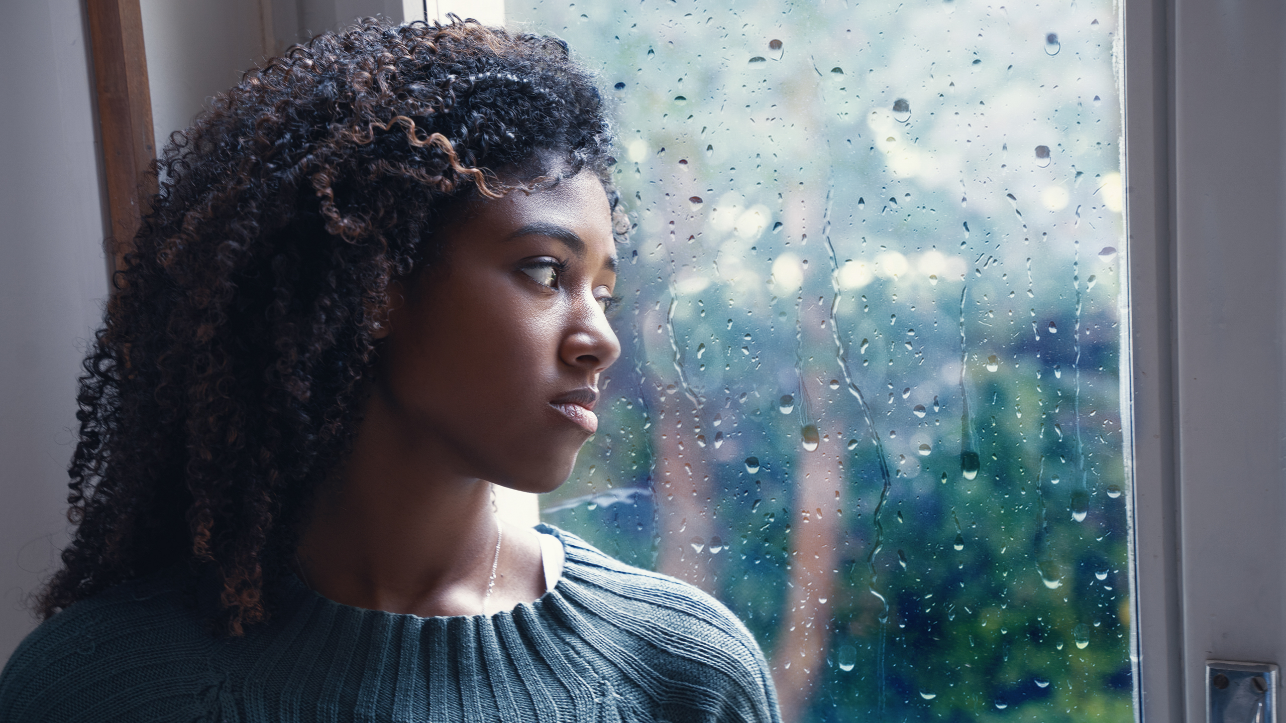 Black,Woman,Feeling,Depression,Symptoms,Alone,At,Home